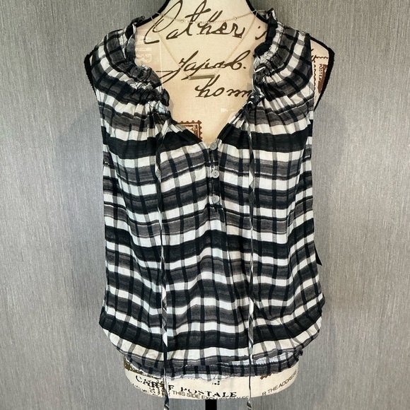 a.n.a Black and White Checkered Blouse Size P/L - Picture 9 of 9
